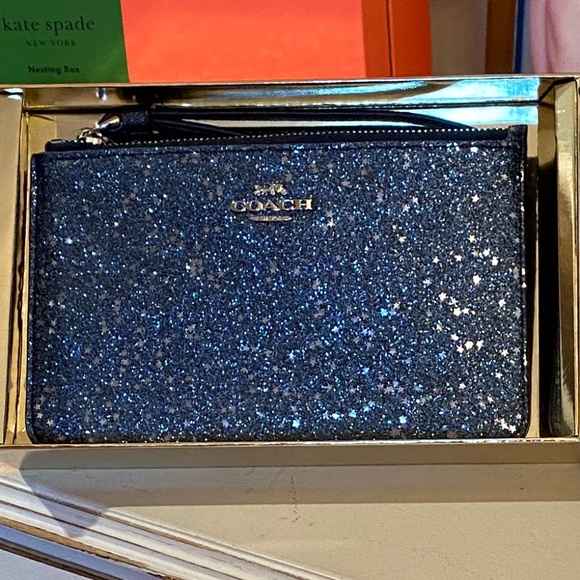 BRAND NEW - Never Used Coach Star Glitter Wristlet - Midnight Blue Color - Picture 2 of 9